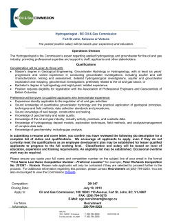 Hydrogeologist - BC Oil and Gas Commission