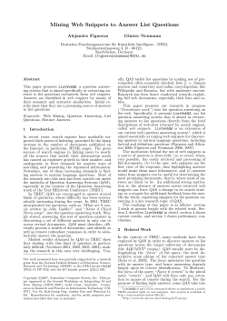 Mining Web Snippets to Answer List Questions