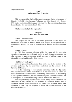 LAW o  n Personal Data Protection This Law establishes the legal