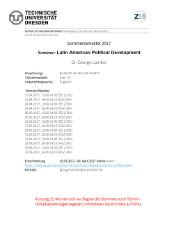 Sommersemester 2017 Seminar: Latin American
