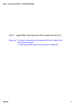 Day 1 Log Conversions