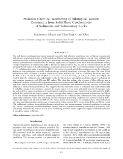 Moderate Chemical Weathering of Subtropical Taiwan: Constraints