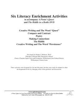 Six Literacy Enrichment Activities to accompany A Pirate`s Quest and