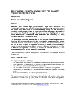 CONSTRUCTION INDUSTRY DEVELOPMENT FOR DISASTER