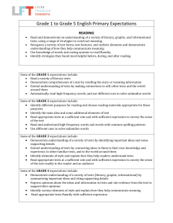 Grade 1 to Grade 5 English Primary Expectations