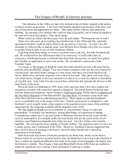 The Grapes of Wrath: A Literary Journey