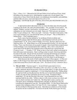 His Abundant Mercy Text: 1 Peter 1:3