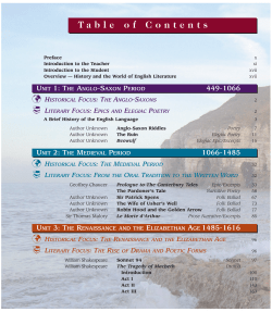 literary focus: epics and elegiac poetry