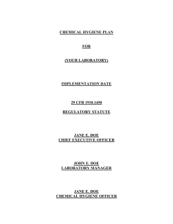 CHEMICAL HYGIENE PLAN FOR (YOUR LABORATORY