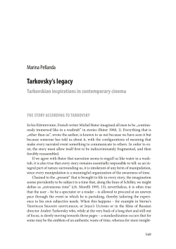 Tarkovsky`s legacy. Tarkovskian inspirations in