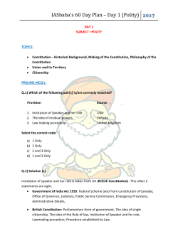 IASbaba`s 60 Day Plan &ndash; Day 1 (Polity)