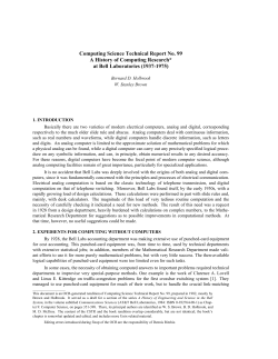 A History of Computing Research at Bell Laboratories
