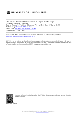 The Common Reader and Critical Method in Virginia Woolf`s Essays