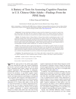 A Battery of Tests for Assessing Cognitive Function in U.S. Chinese