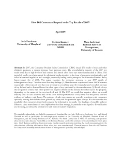 How Did Consumers Respond to the Toy Recalls