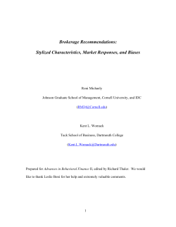 Brokerage Recommendations: Stylized Characteristics