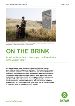 On the Brink: Israeli settlements and their impact on Palestinians in