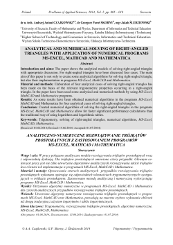 ANALYTICAL AND NUMERICAL SOLVING OF RIGHT