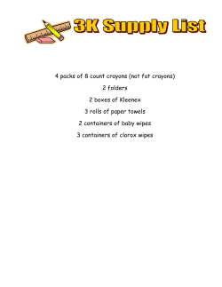 4 packs of 8 count crayons (not fat crayons) 2 folders 2 boxes of