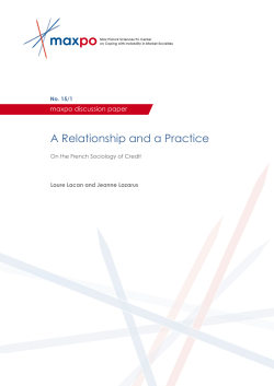 A Relationship and a Practice: On the French Sociology of Credit