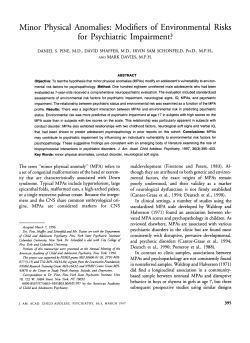 Minor Physical Anomalies: Modifiers of Environmental Risks for