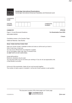 Specimen 2016 QP - Paper 4 CIE Chemistry A