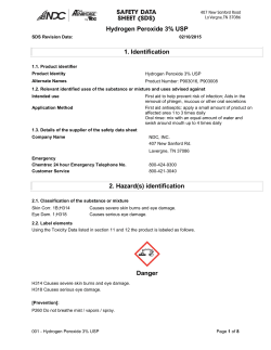 Safety Data Sheet Hydrogen Peroxide 3% USP 1. Identification 2