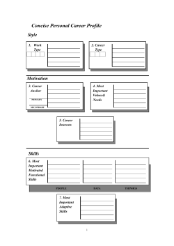 Concise Personal Career Profile