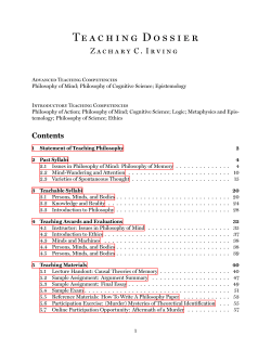 Teaching Dossier - Zachary C. Irving