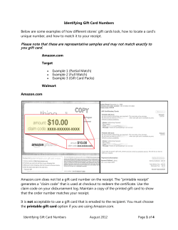 Identifying Gift Card Numbers Below are some examples of how