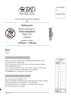 (Non-calculator) 1.30 pm &ndash; 2.30 pm