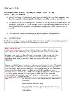 LM57055 Del Bello Christopher Ricks. Milton`s Grand Style. Oxford