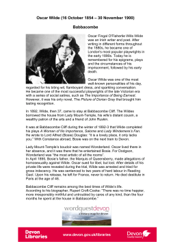 Oscar Wilde (16 October 1854 &ndash; 30 November 1900) Babbacombe