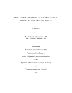 IMPACT OF PROBLEM FINDING ON THE