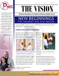 new beginnings - Providence Missionary Baptist Church