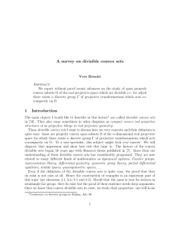 A survey on divisible convex sets 1 Introduction