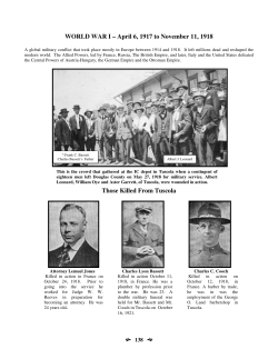 WORLD WAR I – April 6, 1917 to November 11, 1918 Those Killed