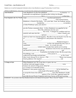 Anne Bradstreet Cornell Notes