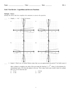 Unit 3 Test Review: Logarithms and Inverse Functions