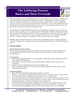 The Lobbying Process: Basics and How