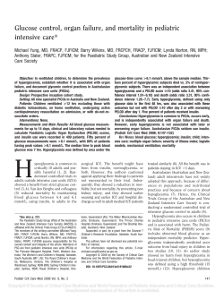 Glucose control, organ failure, and mortality in pediatric