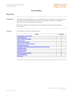 Travel Policy - University of the Pacific