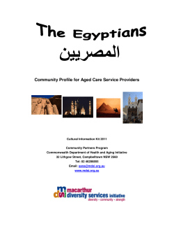 Egyptian Cultural Profile - Centre for Cultural Diversity in Ageing