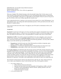 ENGLISH 350A, Seventeenth-Century British Literature I Professor