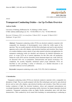 Transparent Conducting Oxides—An Up-To