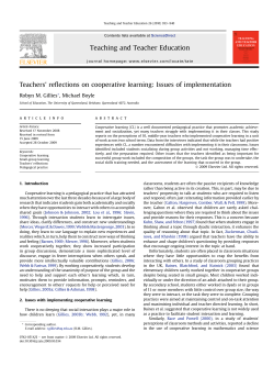 Teachers` reflections on cooperative learning: Issues of