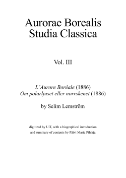 Aurorae Borealis Studia Classica