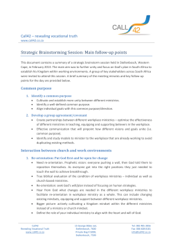 Strategic Brainstorming Session: Main follow-up points