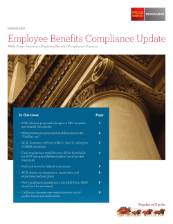 March 2016 Employee Benefits Compliance Update