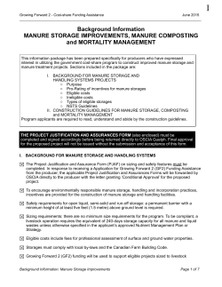 Background Information MANURE STORAGE IMPROVEMENTS
